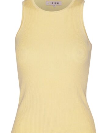 A view   Top   Rib Knit Tank Top   Pale Yellow