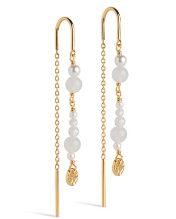 Enamel   øreringe   Sofia   White And Pearls   Guld