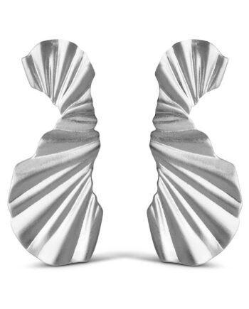 Enamel   øreringe   Big Wave   Silver