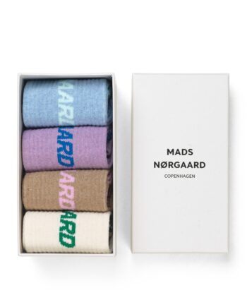 Mads Nørgaard   Strømper   Sock Box Logo Step   Blue lilac beige brown
