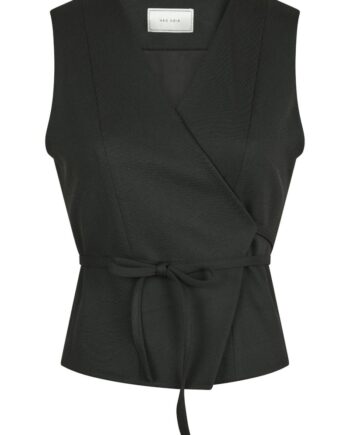 Neo Noir   Vest   Samara Twill Wrap Waistcoat   Black