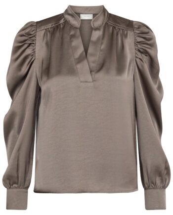 Neo Noir   Bluse   Rosslyn Heavy Sateen Blouse   Warm Grey