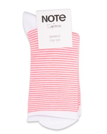 Oroblu   Note Woman Bamboo Stripes Roll Top   White pink Stripes