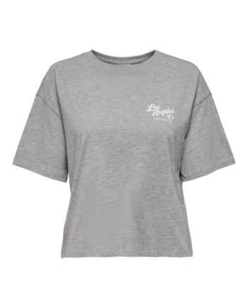 Jdy   T shirt   Cally S s Print Top   Light Grey Melange Los Angeles